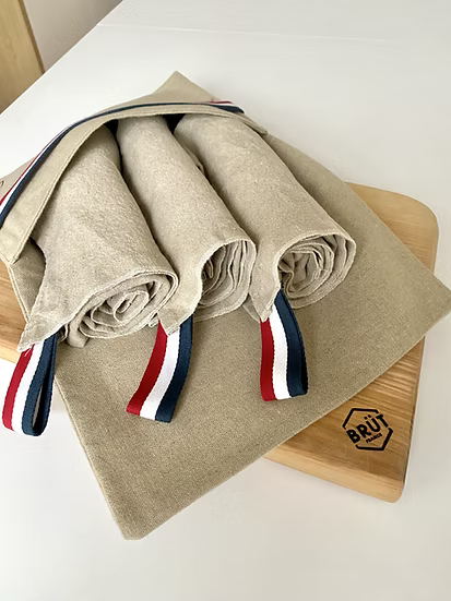 Lot de 3 Torchons Lin & Pochette